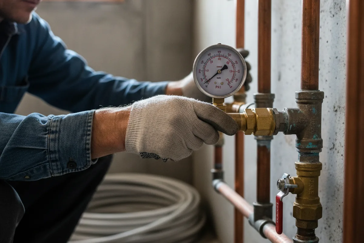 Pressure testing a repaired line during Water Line Repair in Kinards